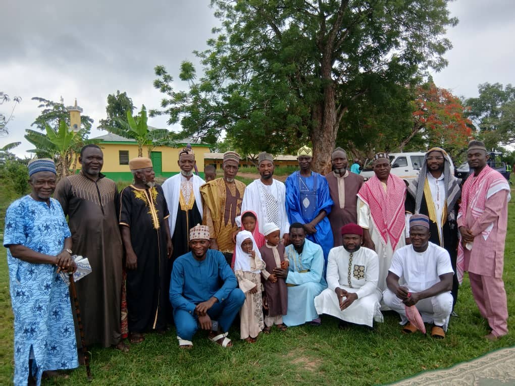 Members of the Akyemansa Central Mosque community gathered outdoors